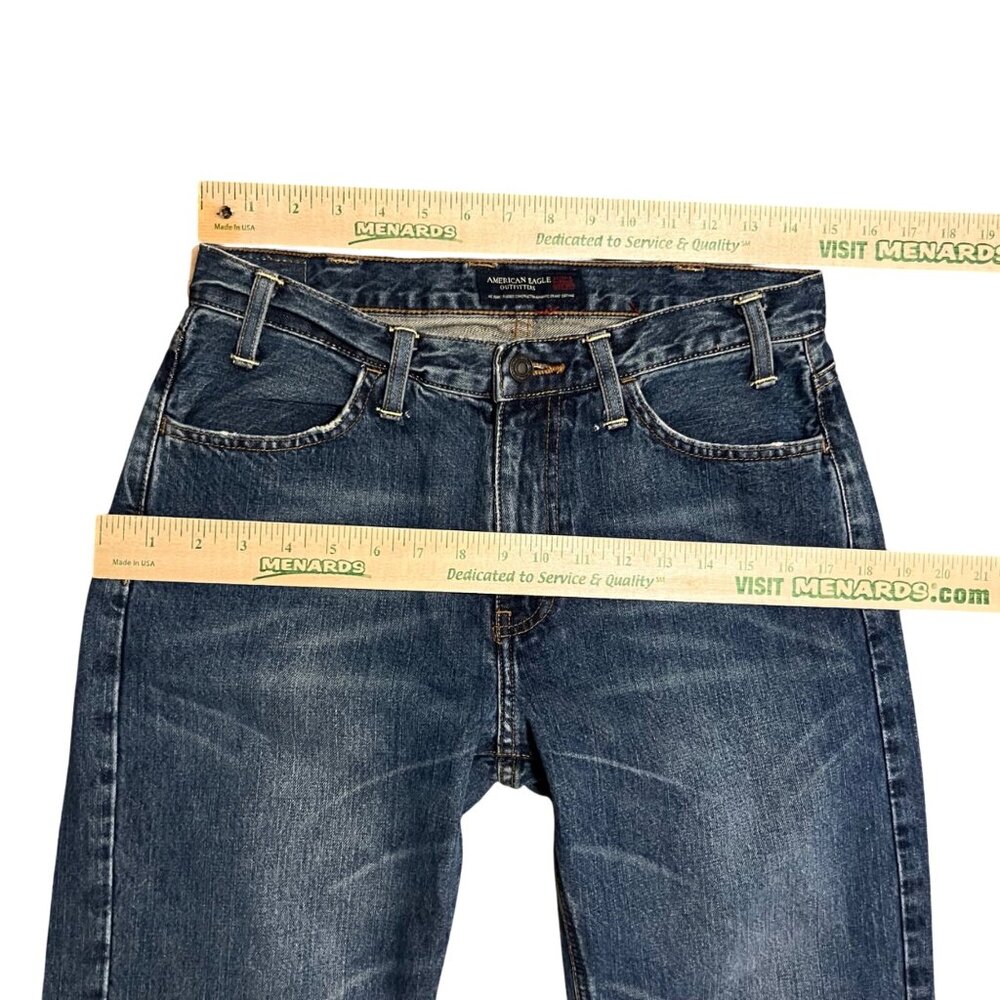 American Eagle Mens Jeans 29x30 Used Unhemmed Raw Edge 100% Cotton - Picture 9 of 16